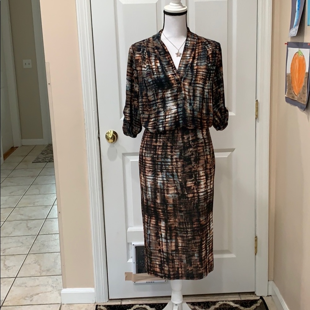 CLEARANCE Brown gray black blue blouse and skirt